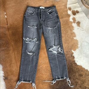 Pistola ripped distressed high fly button jeans size 25 wide leg